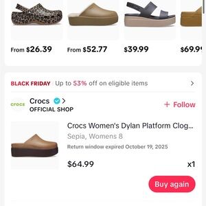 CROCS Women's Platform Clog - Brown